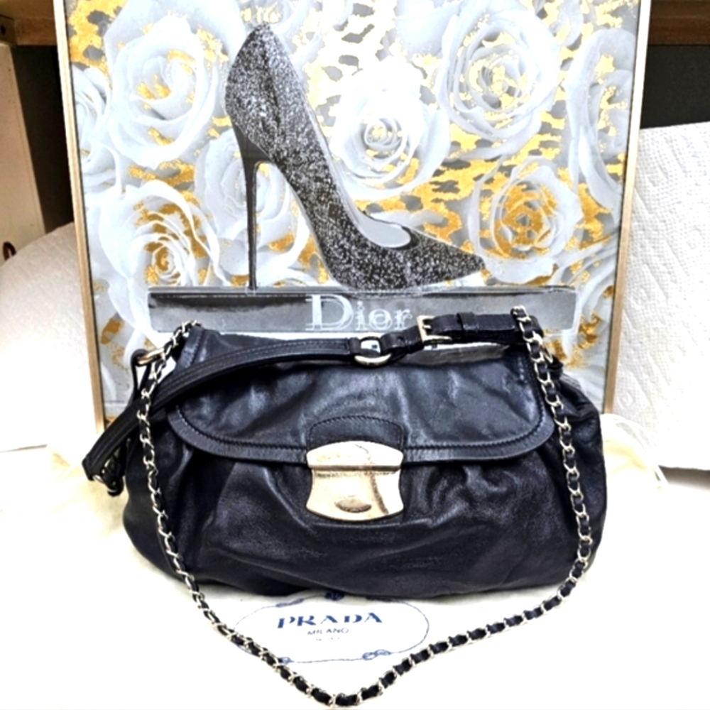AUTHENTIC PRADA BLACK LEATHER MINI BAG